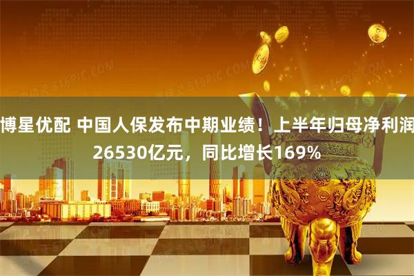博星优配 中国人保发布中期业绩！上半年归母净利润26530亿元，同比增长169%