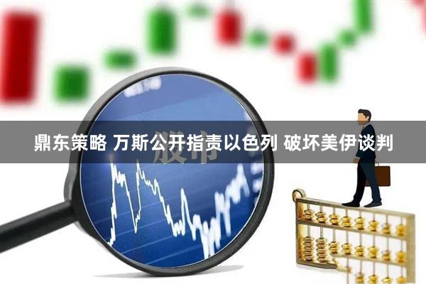 鼎东策略 万斯公开指责以色列 破坏美伊谈判